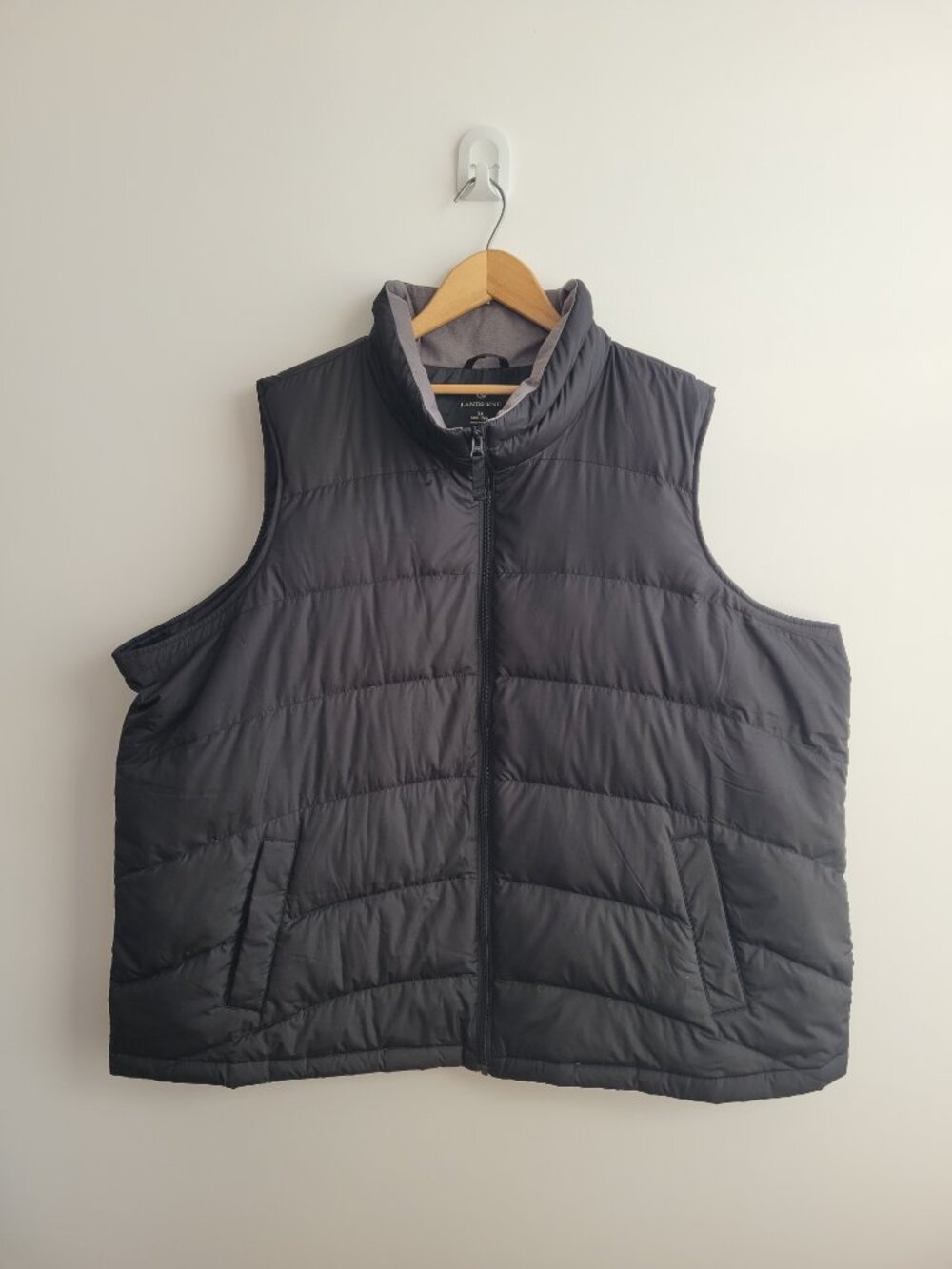 Land's End Black Down/Feather Puffer Vest-3X